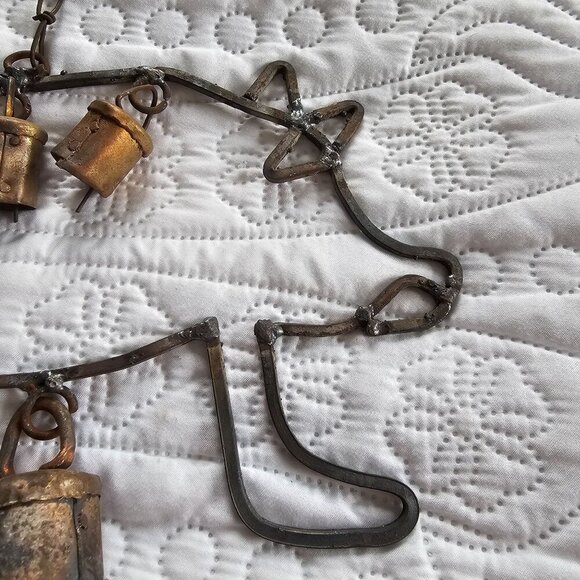 Rustic Metal Pig Wind Chime With Hanging Bells & Chain For Outdoor Decor - Picture 6 of 10